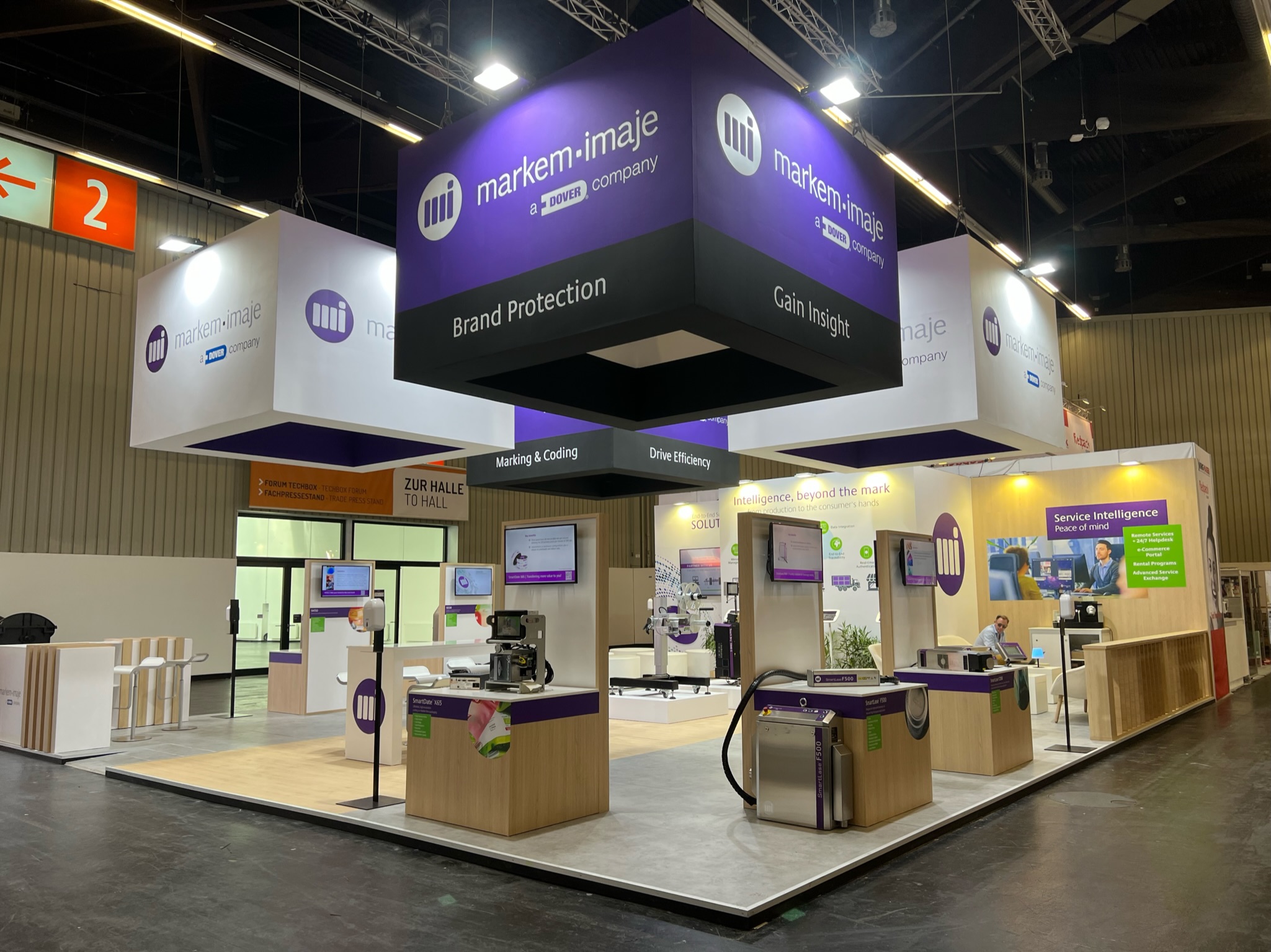 diseño stand feria para markem imaje en all4pack 2022 paris