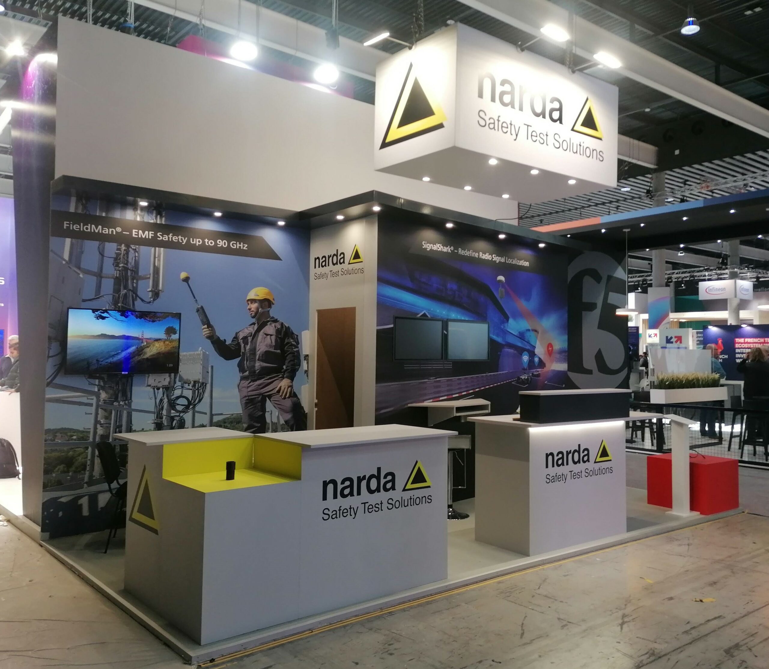 diseño de stand y producción de stand para narda sts mwc 2023 barcelona